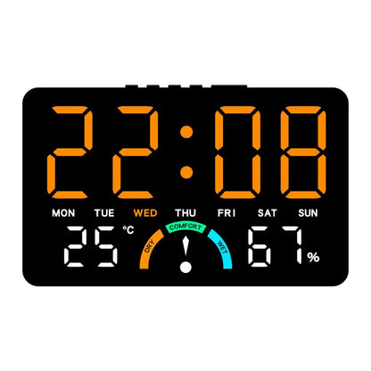 Digital Alarm Clock TEMP Humidity Week Comfort Level Dual Alarm Snooze Table Clock 12/24H Timer Auto Dimmable LED Wall Clock