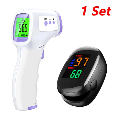 Medical IR Fever Thermometer LED Digital Backlit Measure Non-contact Body Thermometer or Finger Mini Oximeter Blood Oxygen Tool