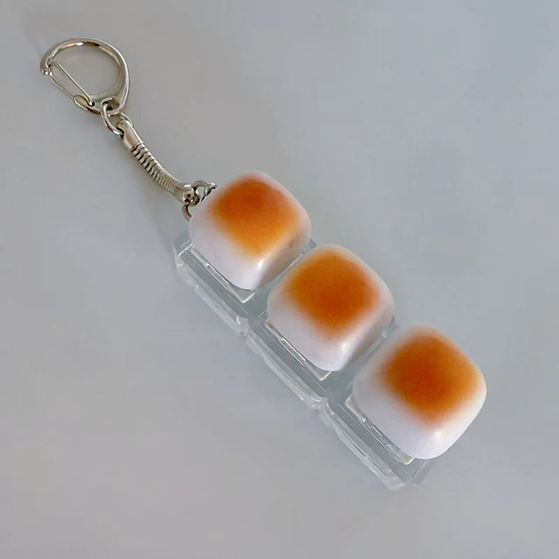 Caramel Bread Stress Relief Keychain Keyboard Button Keycap Backpack Pendant for Student Office Adult 1PC