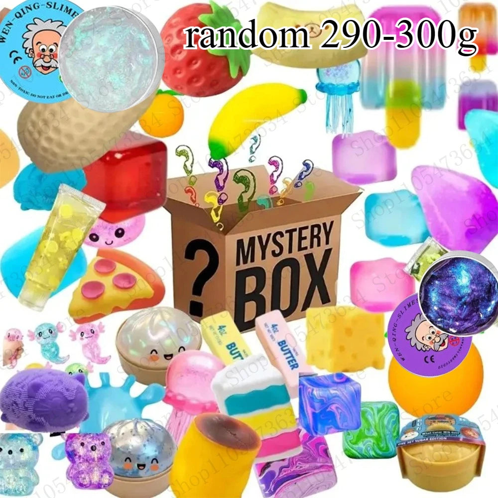 &100+Pcs Surprise Box Toys Novelty Stress Relief Assorted Squishy Figures Blind Box Fun Mystery Fidget  Stress Relief Surprise
