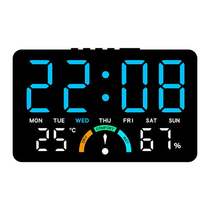 Digital Alarm Clock TEMP Humidity Week Comfort Level Dual Alarm Snooze Table Clock 12/24H Timer Auto Dimmable LED Wall Clock