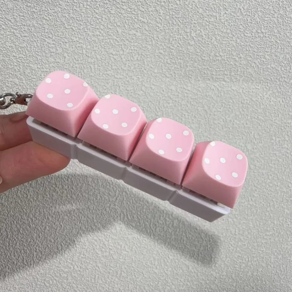 Button Keycap Fidget Keychain 3/4/6/9 Keys Stress Relief Keycap Fidget Toy Polka Dot Pattern with Lights Bag Pendants