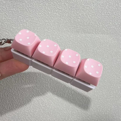 Button Keycap Fidget Keychain 3/4/6/9 Keys Stress Relief Keycap Fidget Toy Polka Dot Pattern with Lights Bag Pendants