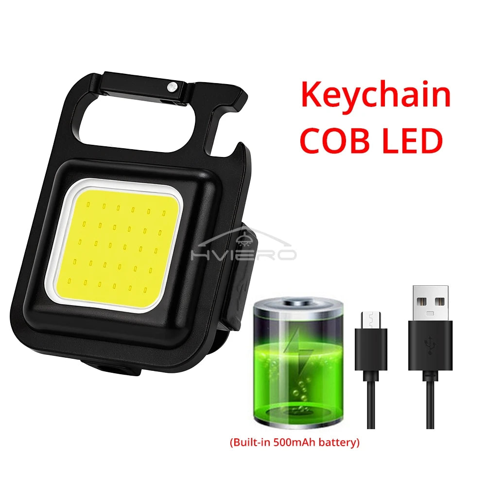 COB Work Light Flashlamp Mini Flashlight Keychain Carry LED Waterproof USB Charge Convenient Emergency Outdoor Lighting Camping