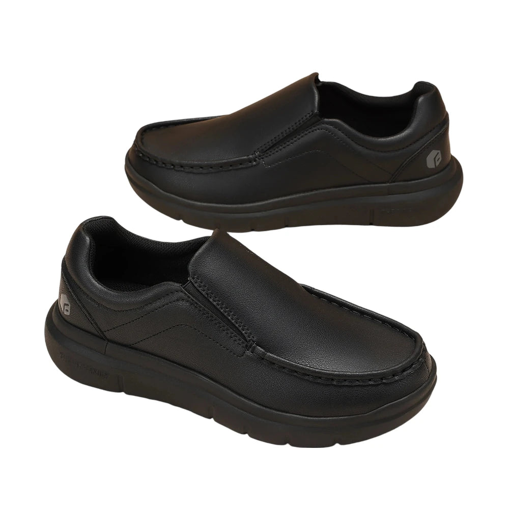 Fitville Men'S Slip-On Shoes Wide Width Leather Casual Shoes Lightweight For Swollen Feet With Arch Support Pain Relief