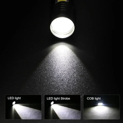 BALDR Mini Rechargeable LED Flashlight COB+XPE Portable Torch Zoomable Light Tactical Flashlight outdoor Camping Fishing Lantern