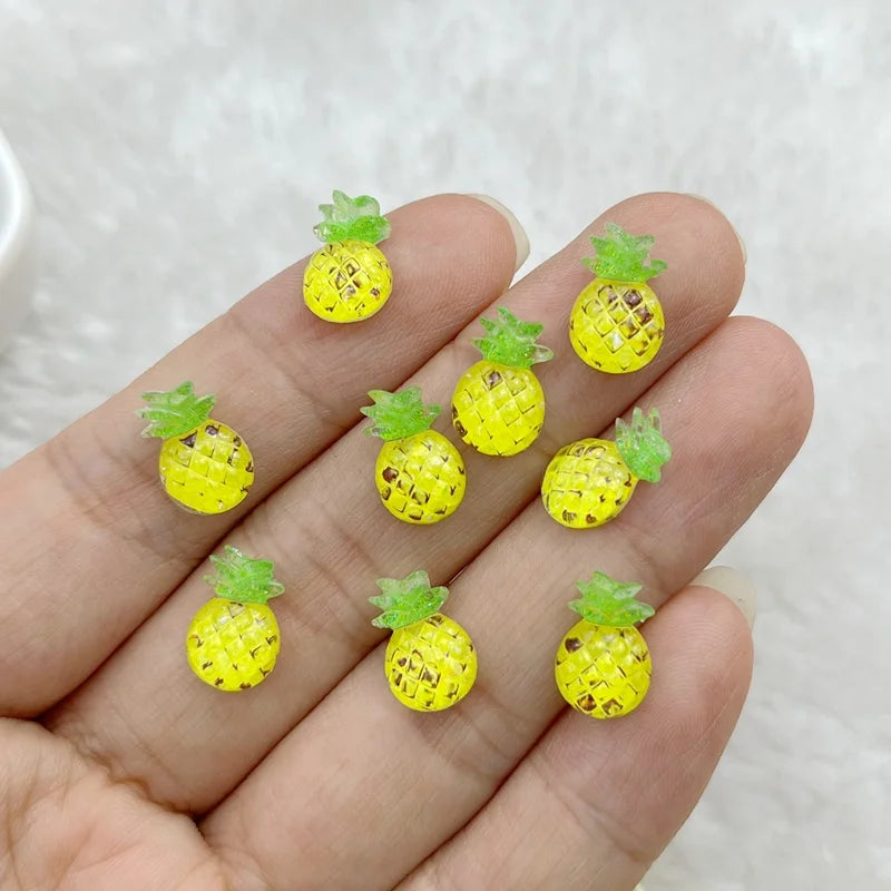 50Pcs New Cute 7-11mm Mini Strawberry, Cherry, Grape, Watermelon Series Resin Flatback Ornament Jewelry Making Manicure Hairwear