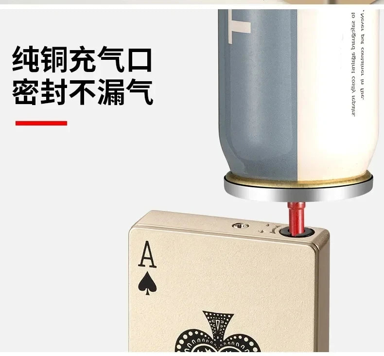 Creative Playing Cards Ace of Spades Lighter Butane Windproof Straight Metal Lighter Metal Fun Toy for Men Smoking Accessories