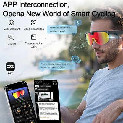 2026 New AI Bluetooth Smart Glasses Camera 1200P Video 4K Anti-shake Cycling Ridi Sports Glasses Dual Mic Windproof Goggles Q01