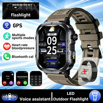 Outdoor Military Smartwatches Bluetooth Call Men 2.01" Blood Oxygen Monitor 5ATM Waterproof GPS Tracking Sports Smart Watch HW12