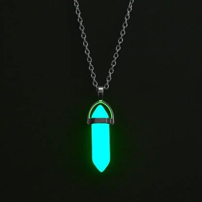 2Pcs/Set Luminous Hexagonal Column Heart Pendant Couple Magnetic Necklace Natural Stone Geometric Pendant Necklace Jewelry Gifts