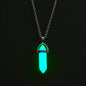 2Pcs/Set Luminous Hexagonal Column Heart Pendant Couple Magnetic Necklace Natural Stone Geometric Pendant Necklace Jewelry Gifts