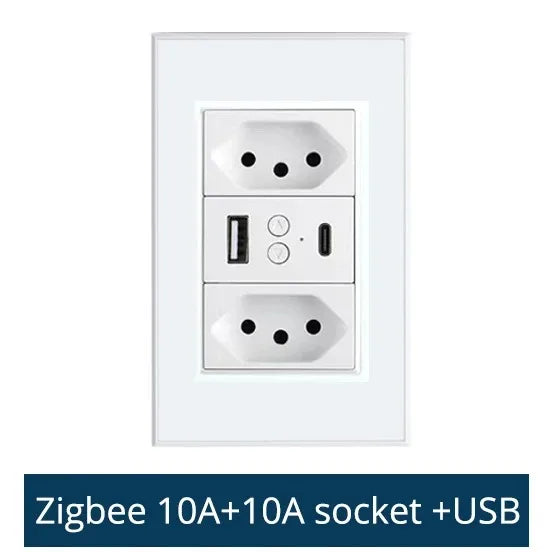Zemismart Zigbee Smart 10A 20A Brazil Socket Light Switch with Outlets Work with Tuya Smart Life App Alexa Google Home Control