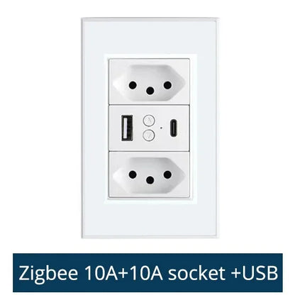 Zemismart Zigbee Smart 10A 20A Brazil Socket Light Switch with Outlets Work with Tuya Smart Life App Alexa Google Home Control