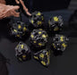 7 Pcs Cosplay D4-D20 DND Brass Gold Polyhedral Sharp Edge Casino Dice Rpg Table Board Game Tray Gem Stone Dragon Metal Steel Set