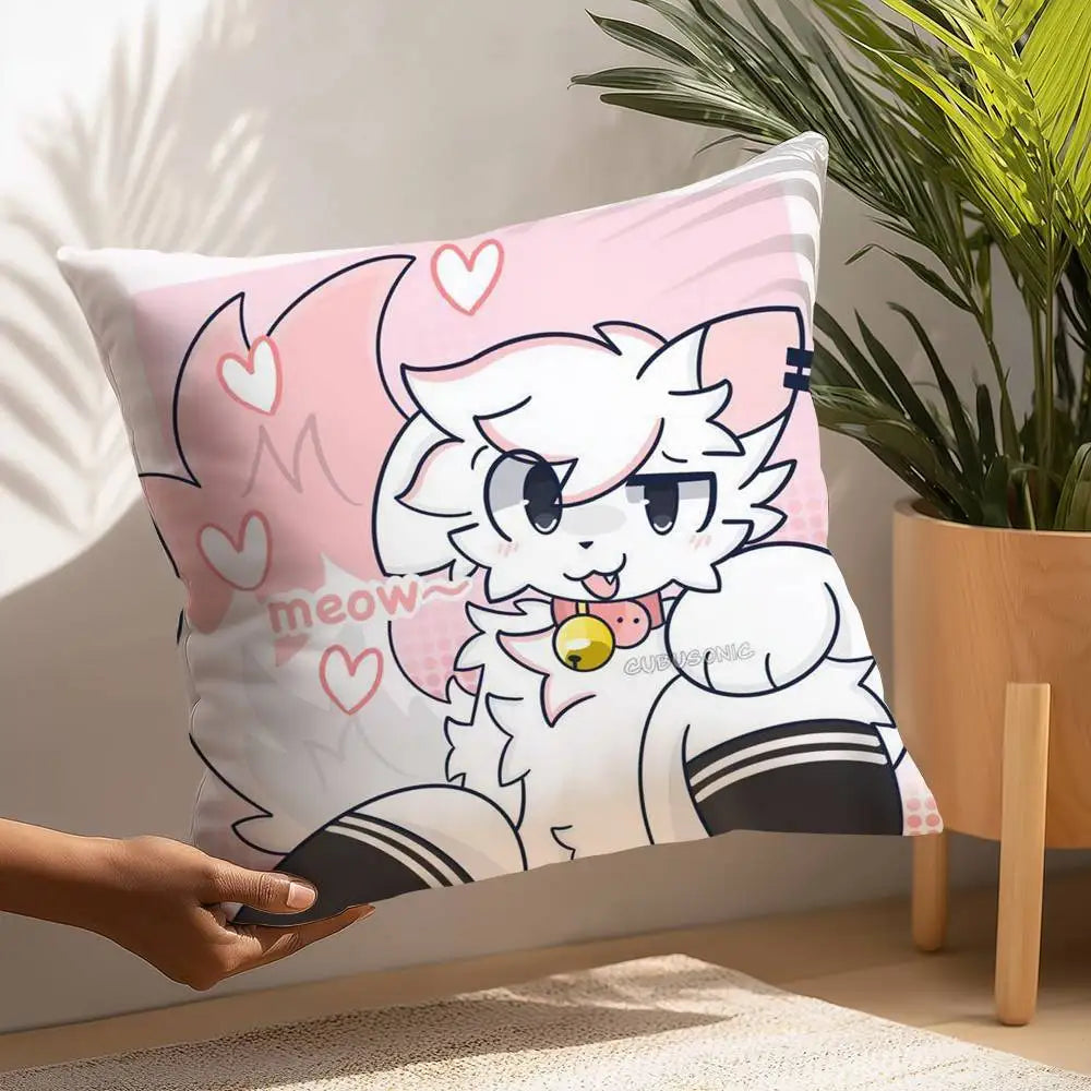 B-Boykisser Silly Cat Cute Pillow Case Plush Fabric Soft  Pillowcase Double Sided Print Cushion Cover Household Gifts
