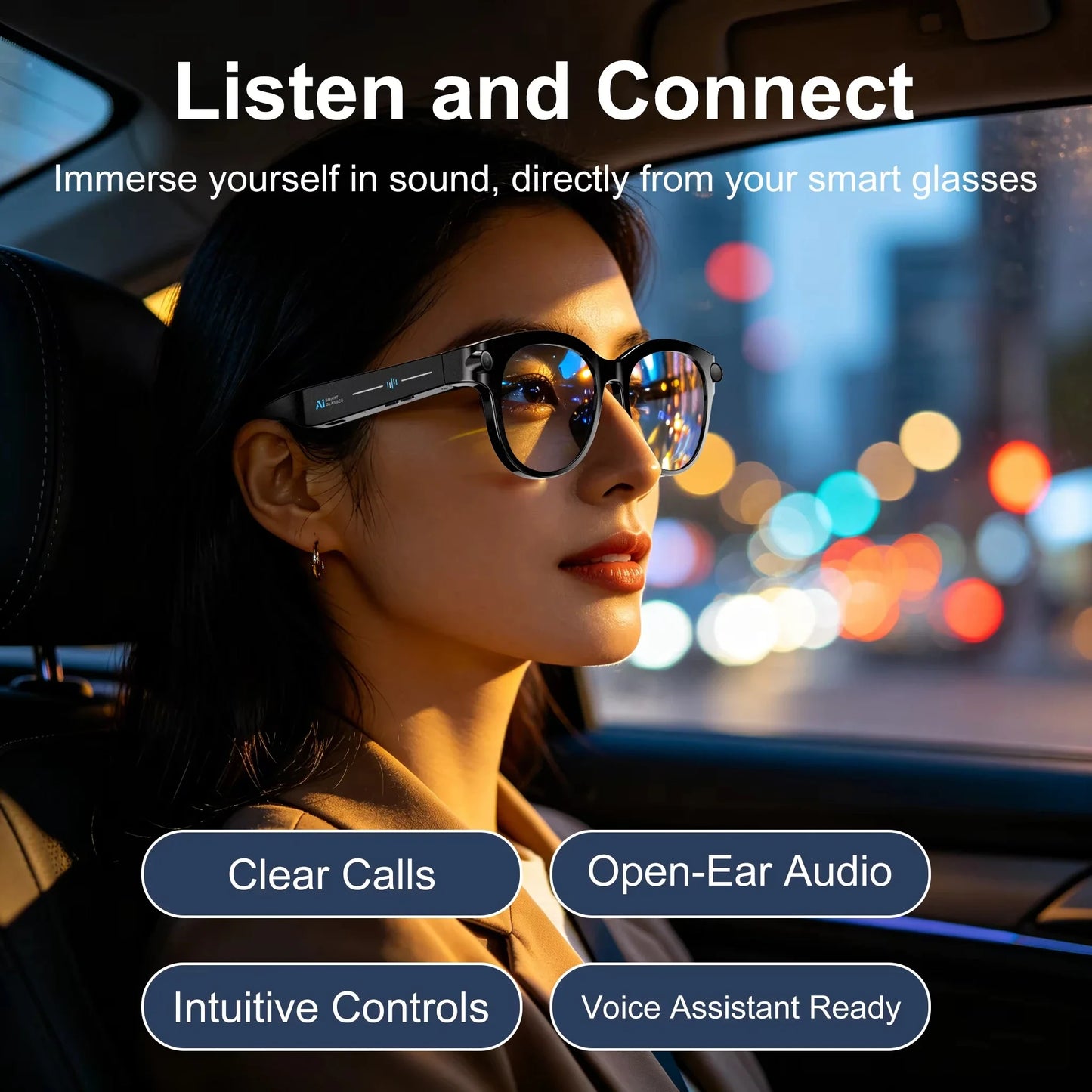 Lenovo AI Smart Sunglasses 8K HD 1600W Dual Camera Real Time Translation Bluetooth Calling Audio Video Music Playback Glasses