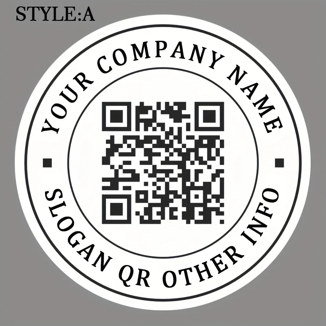 Custom White QR Code Stickers - round Design for Corporate Logo Gift Wrapping Product Labels High-Quality PP Material