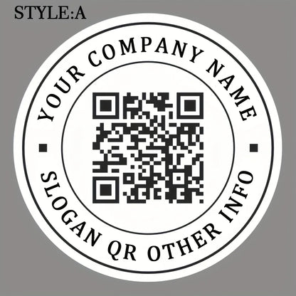 Custom White QR Code Stickers - round Design for Corporate Logo Gift Wrapping Product Labels High-Quality PP Material