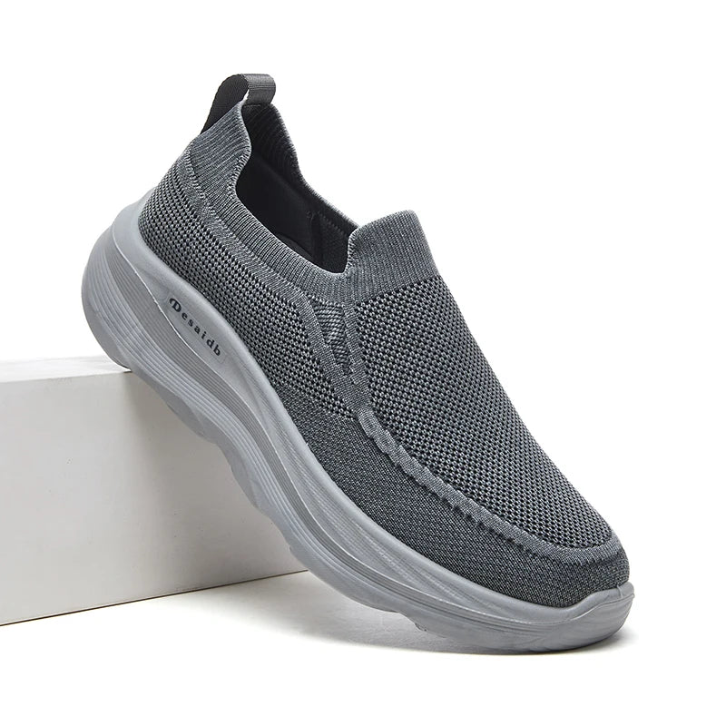 Men Summer Mesh Round Toe Lightweight Breathable Anti-Slip Casual Sneakers Walking Shoes Thin Breathable Summer Trainers