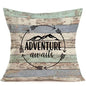 Retro Wood Home Decoration Pillowcase Happy Camper Decoration Pillow Cover Linen Square Cushion Cover