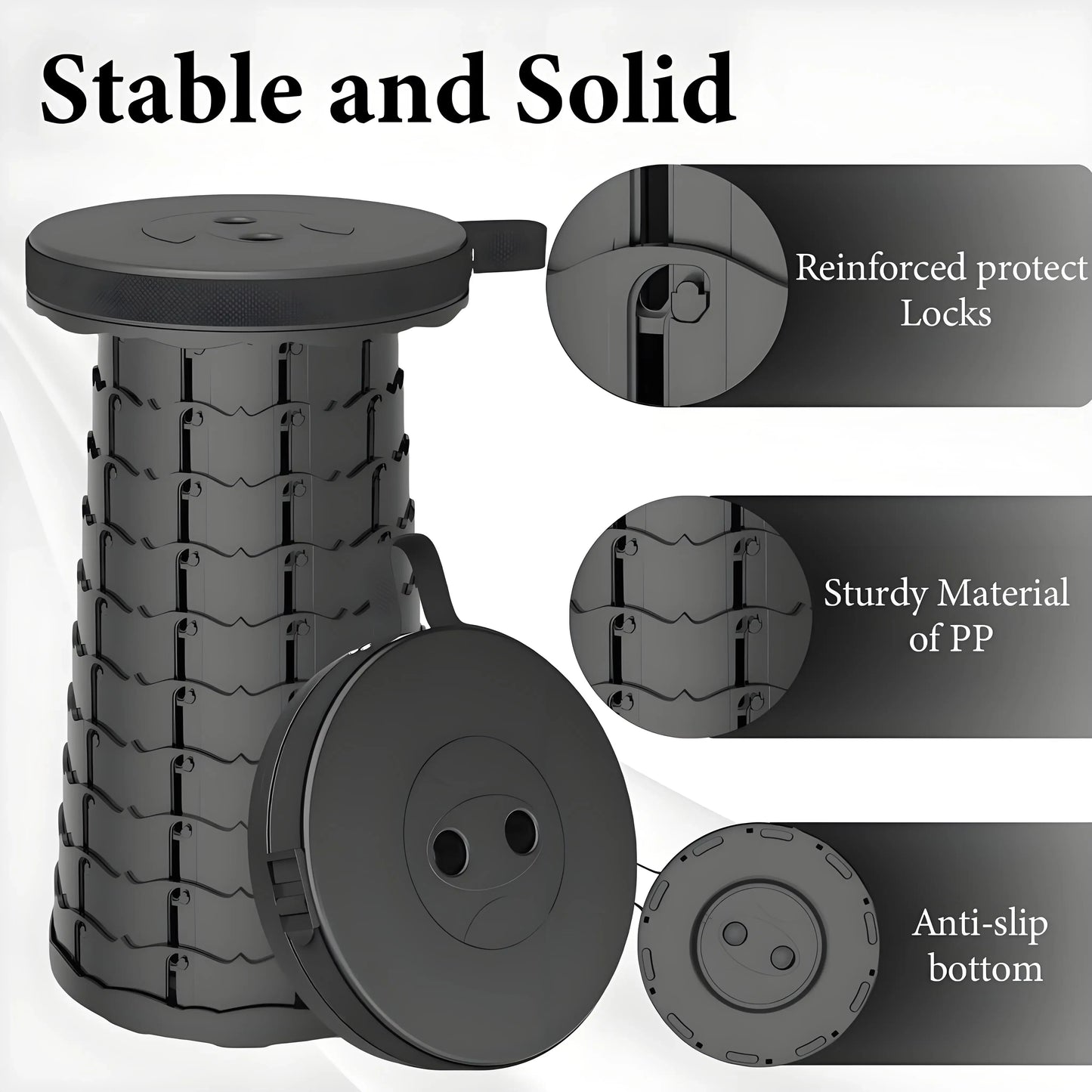 Portable Folding Stool Capacity Compact Camping Seat | Lightweight for Fishing Hiking Outdoor Events Subway Bus CommutingChaises