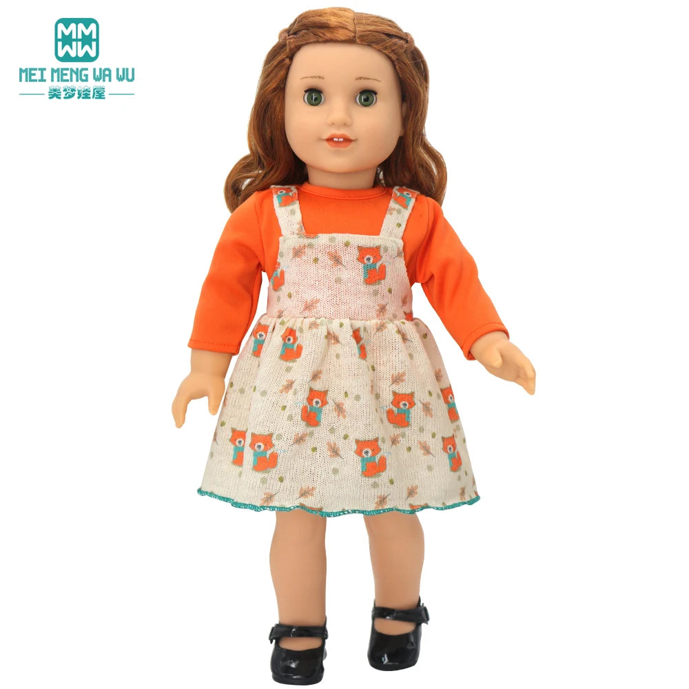Fits 17-18inch American Doll and New Born Doll Clothes Fashion Dresses, Hooded Jumpsuit, Cardigan Strap Skirts Toys Gifts