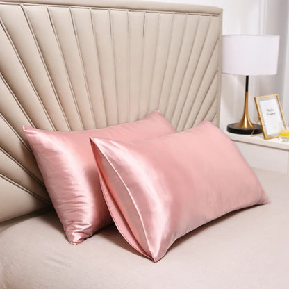 New 2pcs Nordic Pure Emulation Silk Pillowcase White Black Grey Decorative Pillow Covers Luxury Comfortable Home Bedding Cases