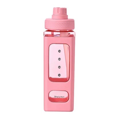 Water Bottle with Straw - 700ml 24 Oz Drinking Bottle Square Cute Water Jug