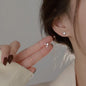 Stainless Steel Golden Double Layered Five Petal Flower Earring for Women Vintage Stripe Flower Dangle Earrings Jewelry Gifts