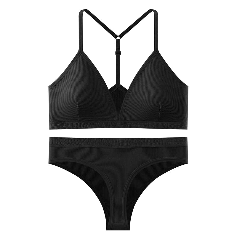Women Bra Set Panties Sexy Push Up Bralette Female Fitness Seamless Underwear Sports Lingerie Brassiere Set Tank Crop Tops S-XL