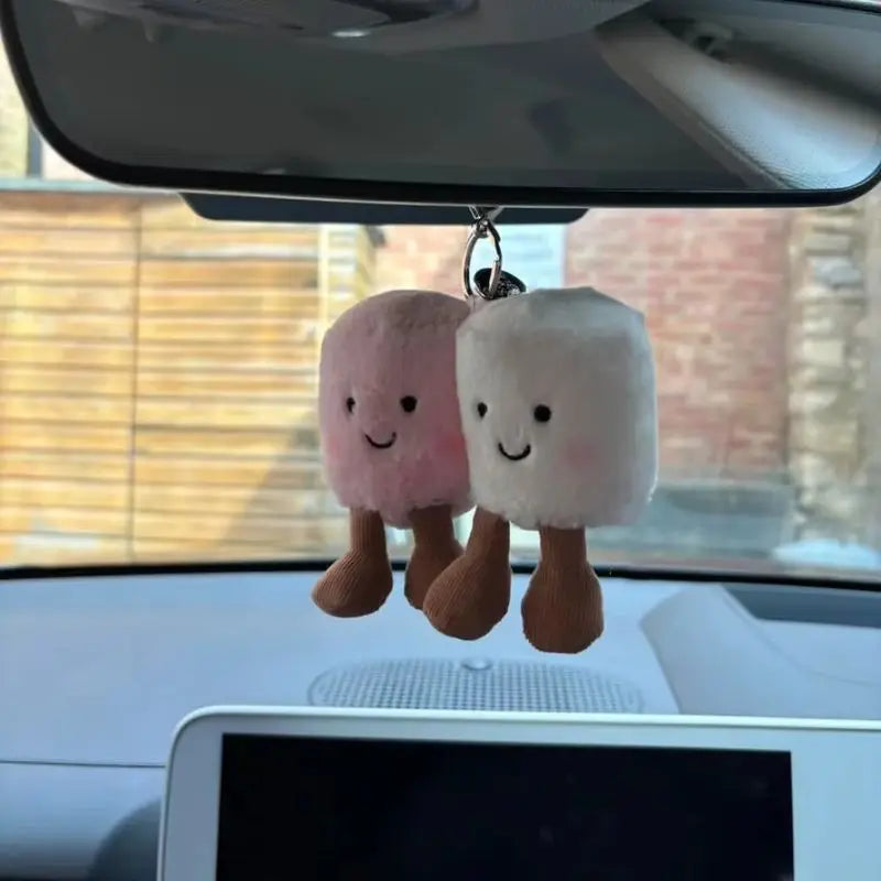 #new Fun Two Marshmallow Keychain Cotton Candy Tone Cute Soft Two Tone Keychain Bag Pendant Accessories Dolls Pendant Xmas Gifts