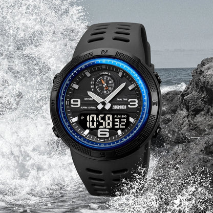 SKMEI  Outdoor Sports Men's Electronic 1655 Watch Dual Display Multi functional Waterproof Student Exploration Watch