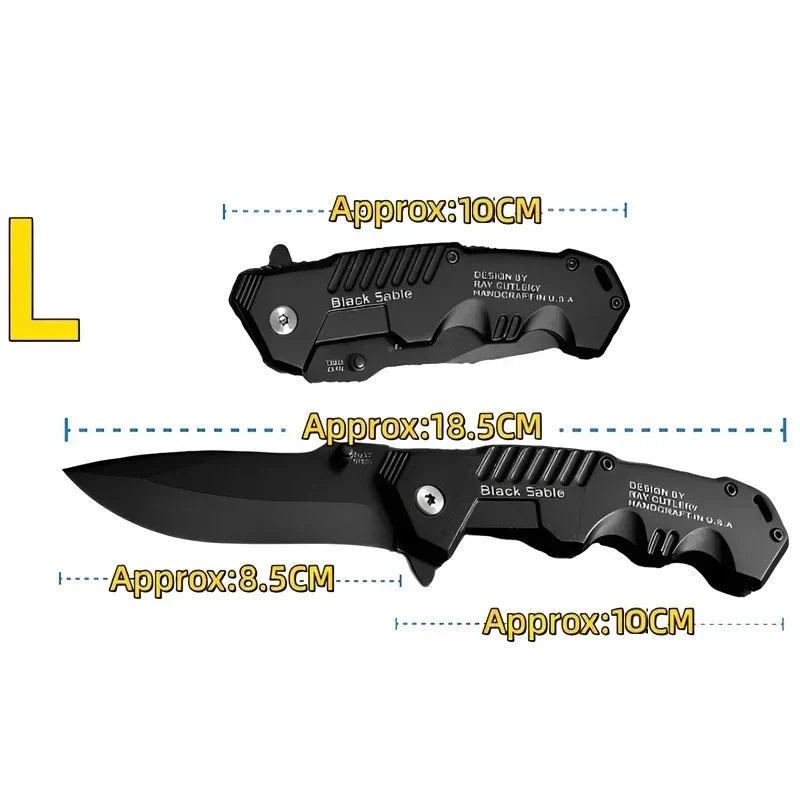 High-hardness outdoor folding knife, portable small straight knife for camping, stainless steel pocket knife, men's fruit knife