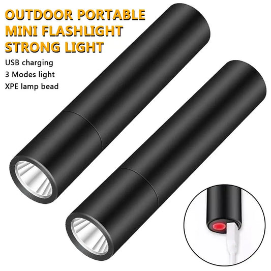 Mini Flashlight USB Rechargeable Aluminum Alloy Flashlight Super Bright LED Bead Adjustable Focus Long-range Portable Flashlight