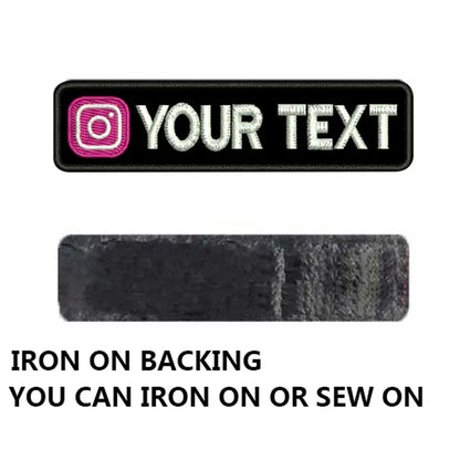 Custom Name Tags Number ID Badge Embroidered Patches with Instagram Logo Iron on Hook Loop Backing
