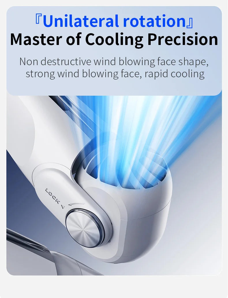 Rotor Neck Hanging Portable Fan, USB Rechargeable Adjustable Bladeless Turbo Cooling Fan for Dorm Home Outdoor
