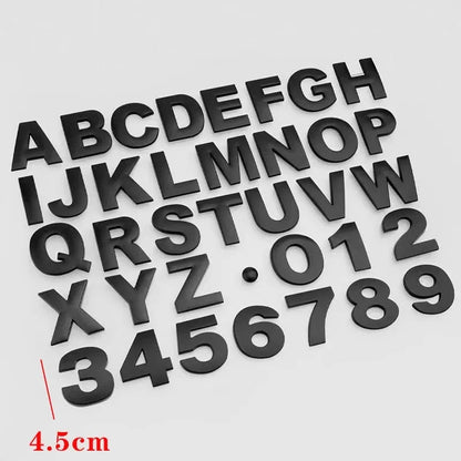 3D Metal 45mm 25mm DIY Letters Alphabet Emblem Decals Numbers Chrome Labeling Car Sticker Trunk Logo Digital Badge Accessories
