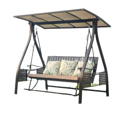 Outdoor Swing Balcony Rocking Chair Garden Patio Hanging Chair Outdoor Three Person Reclining Bed Internet Celebrity Swing Chair