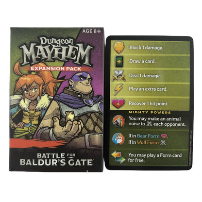 1pc Dungeon Mayhem EXPANSION PACK Family Fun Board Game Playing Cards  Family Party Board Deck For
