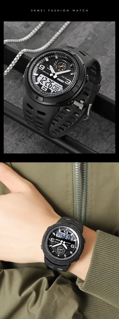 SKMEI  Outdoor Sports Men's Electronic 1655 Watch Dual Display Multi functional Waterproof Student Exploration Watch