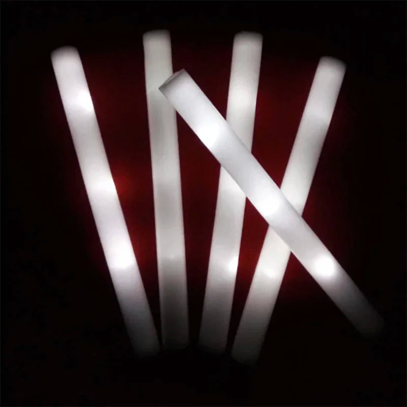 30/40/60/80/100/120Pcs RGB LED Glow Bulk Party Supplies Colorful Glow Sticks Foam Stick Cheer Tube Dark Light Birthday Wedding