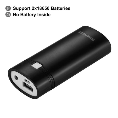 HAWEEL DIY 2x 18650 Battery (Not Included) 5600mAh Power Bank Shell Box with USB Output & Indicator Charging Box for Smartphone