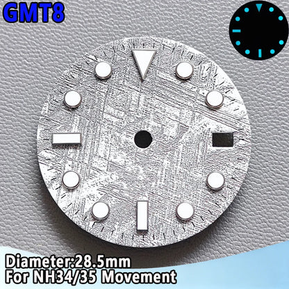 28.5mm NH35 Watch Dial Luminous Dials Single Calendar Dial Suitable For NH35 Movement Can Support DIY Dial Customization Logo