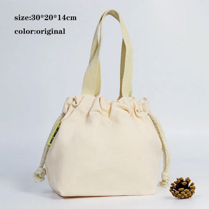 Canvas Cotton bag grocery handbag Foldable Fabric tote bag portable Storage organizer Shopping bag for woman Cloth organizer bag