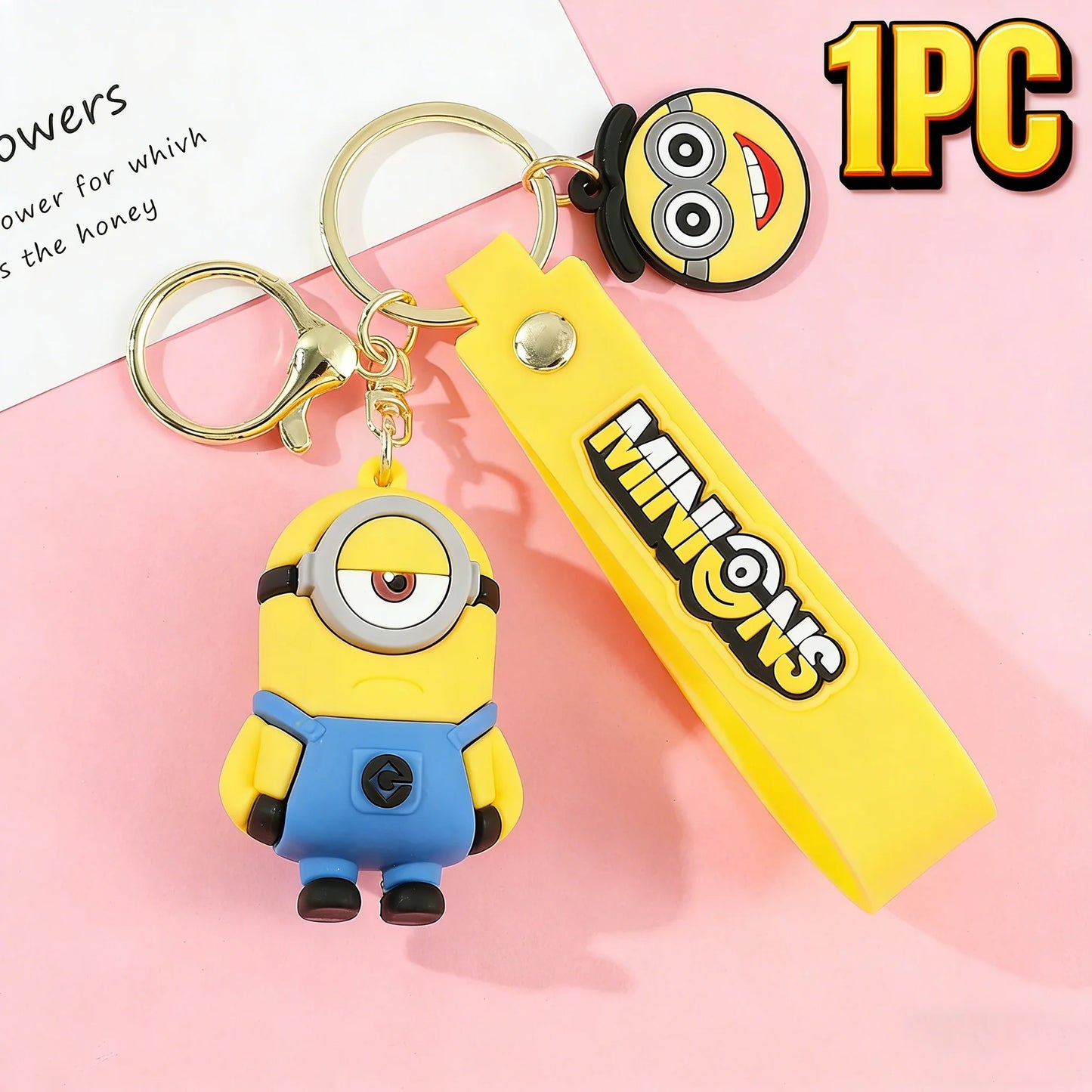1/3/7/14PCS New Popular Anime Minions Keychain Cartoon PVC Children Toy Gift Cute Key Ring School Bag Pendant Car Key Chain