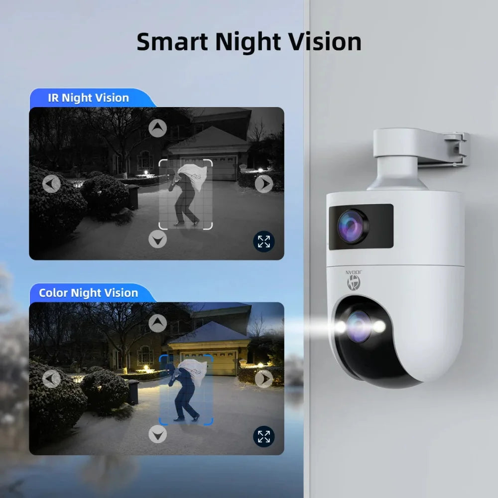 Jooan 4K 8MP Dual Lens Dual Screen IP Camera Wifi Outdoor PTZ Camera AI Auto Tracking CCTV camera Audio Video Surveillance
