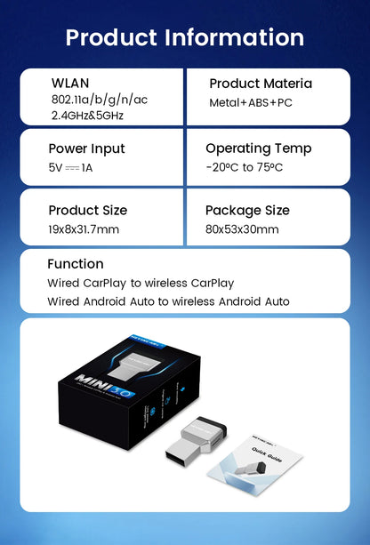 HEYINCAR New 3.0 Mini Wireless Carplay Android Auto Adapter Plug And Play Ai Box For VW Toyota Nissan Honda Benz Ford-More