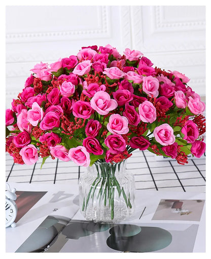 Simulated Rose Bouquet Home Decoration Small Rose Camellia Wedding Decoration Artificial Flowers Garden Decoration