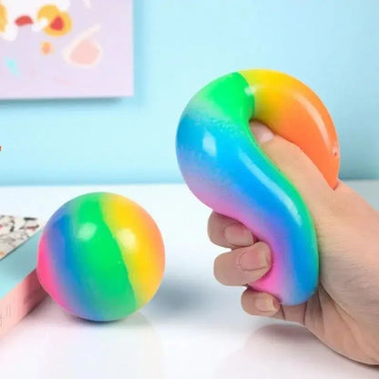 Gradient Rainbow Powder Stress Relief Ball Toy Squeezing Slow Rebound Jump Ball Children's Finger Training Toy Ball Gift